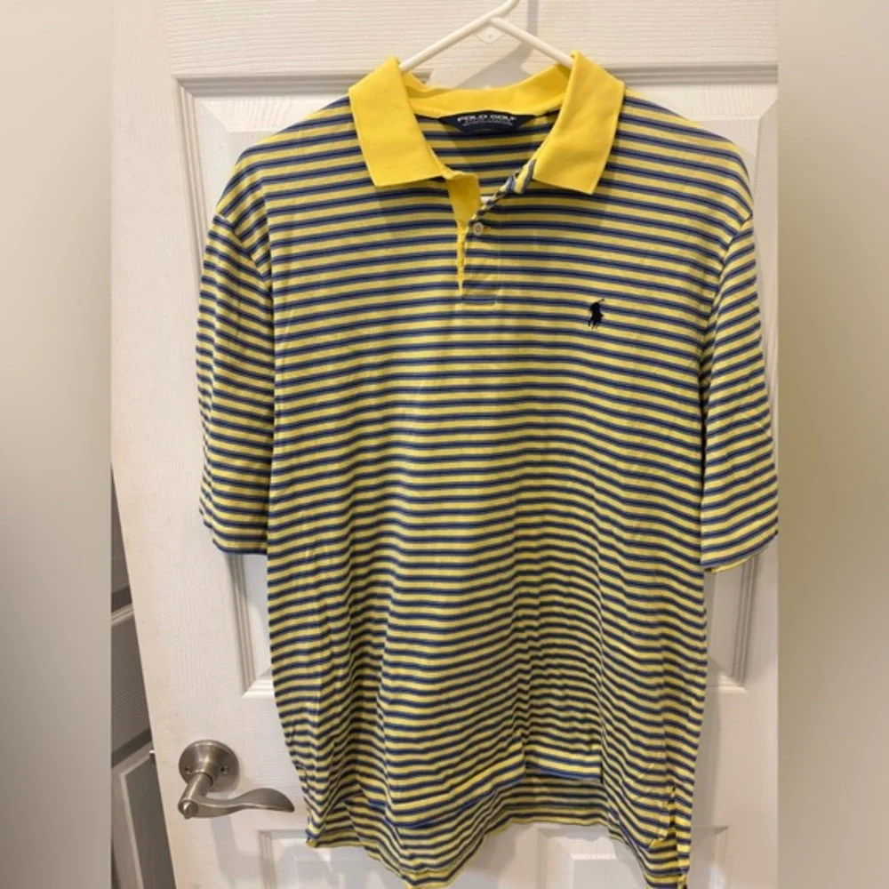 Polo by Ralph Lauren Yellow‎ and Blue Striped Men's Shirt